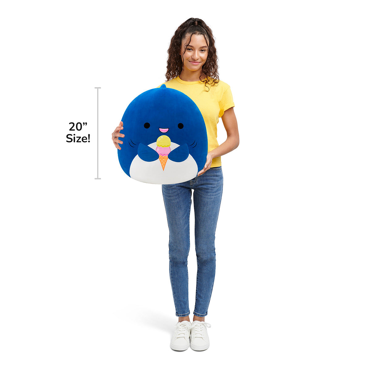Squishmallows Exclusive | 20" Mav the Blue Shark Holding Ice Cream | Jazwares