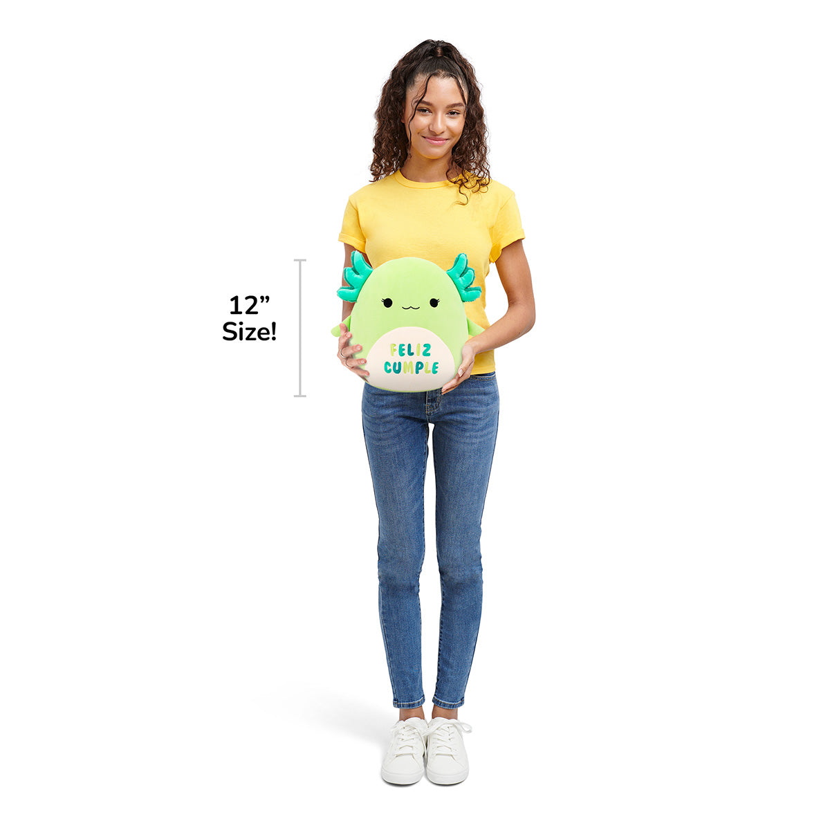 Squishmallows New | 12" Mipsy the Green Axolotl with “Feliz Cumple” Embroidery | Jazwares