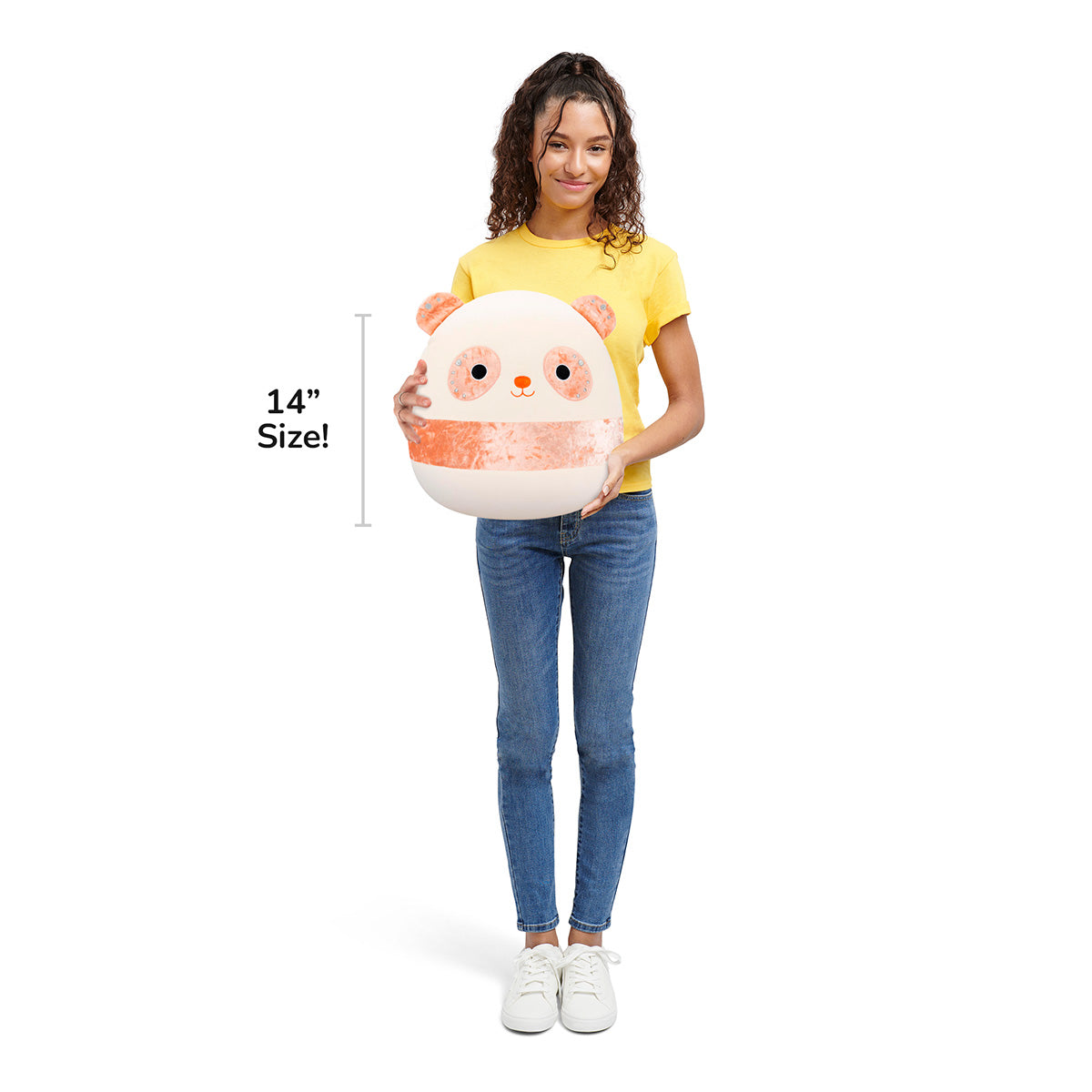 Squishmallows Best Seller | 14" Bee the Peach Velvet Panda | Jazwares