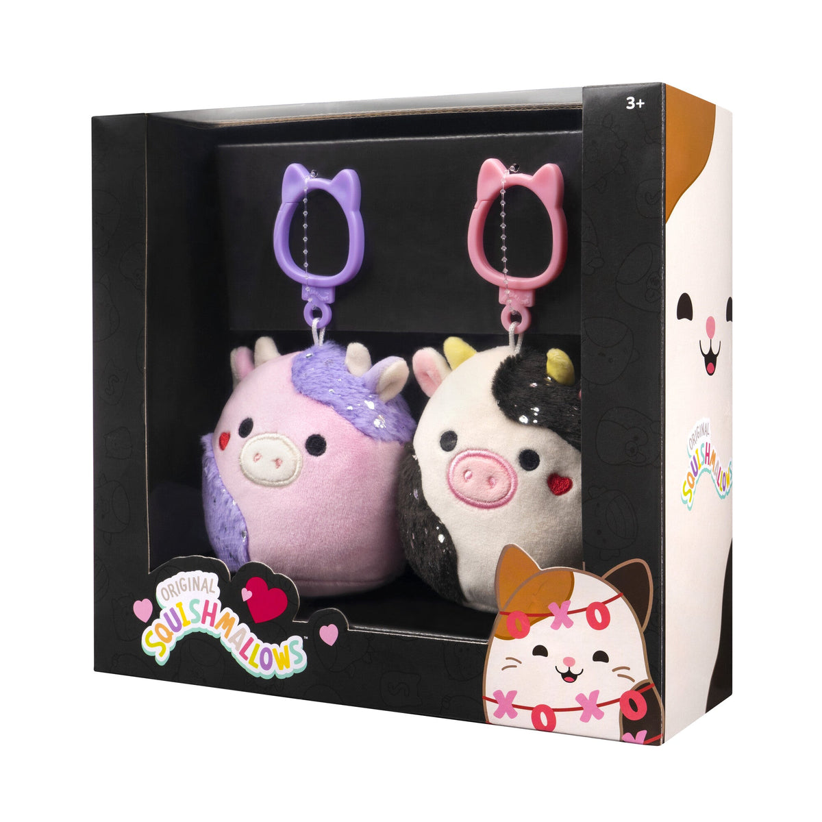 Squishmallows Trending | Select Series Valentine's Cow Clip 2-Pack | Jazwares