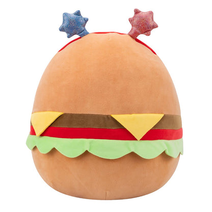 Squishmallows Deals | 14" Carl the Cheeseburger with Red and Blue Star Headband | Jazwares