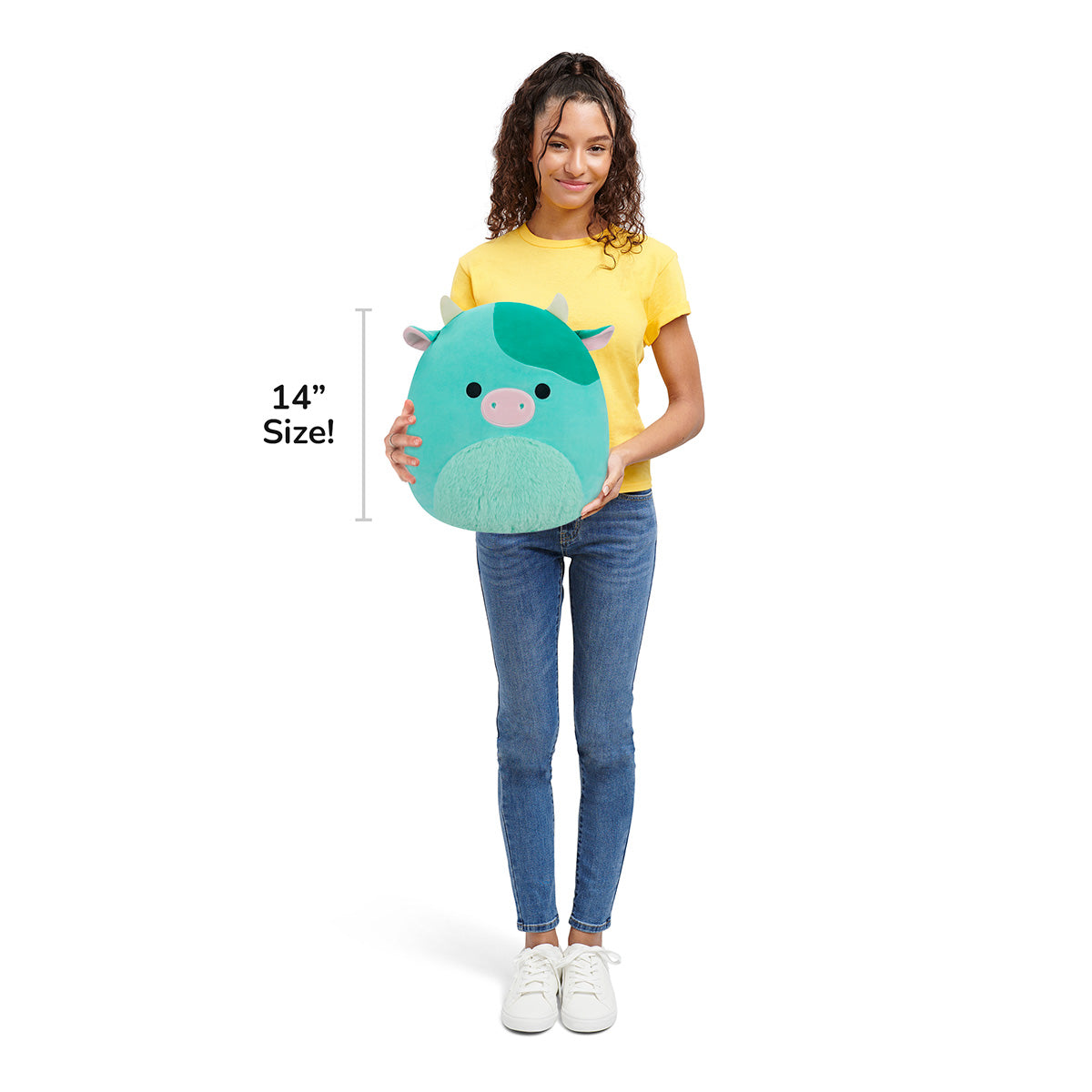 Squishmallows Customer Favorite | 14" Seamus the Green Cow with Fuzzy Belly | Jazwares