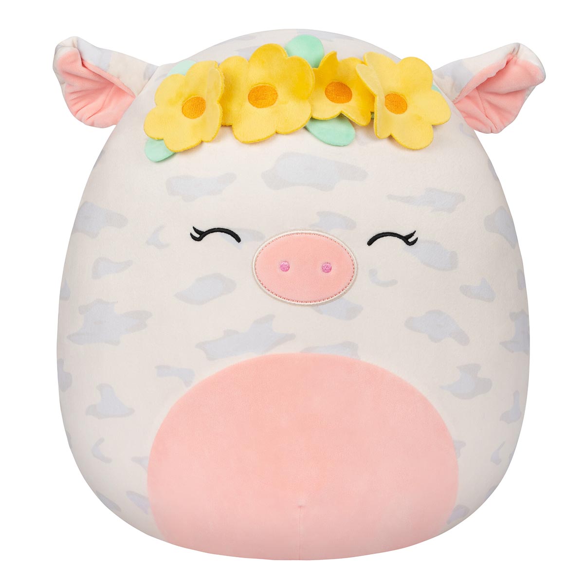 Squishmallows Signature | 16" Rosie the Spotted Pig with Yellow Flower Crown | Jazwares
