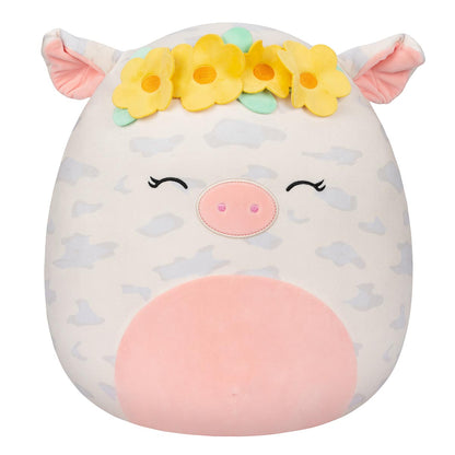 Squishmallows Signature | 16" Rosie the Spotted Pig with Yellow Flower Crown | Jazwares