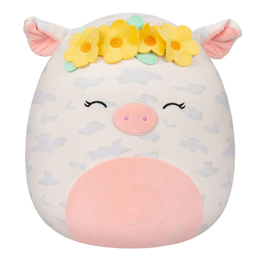 Squishmallows Signature | 16" Rosie the Spotted Pig with Yellow Flower Crown | Jazwares