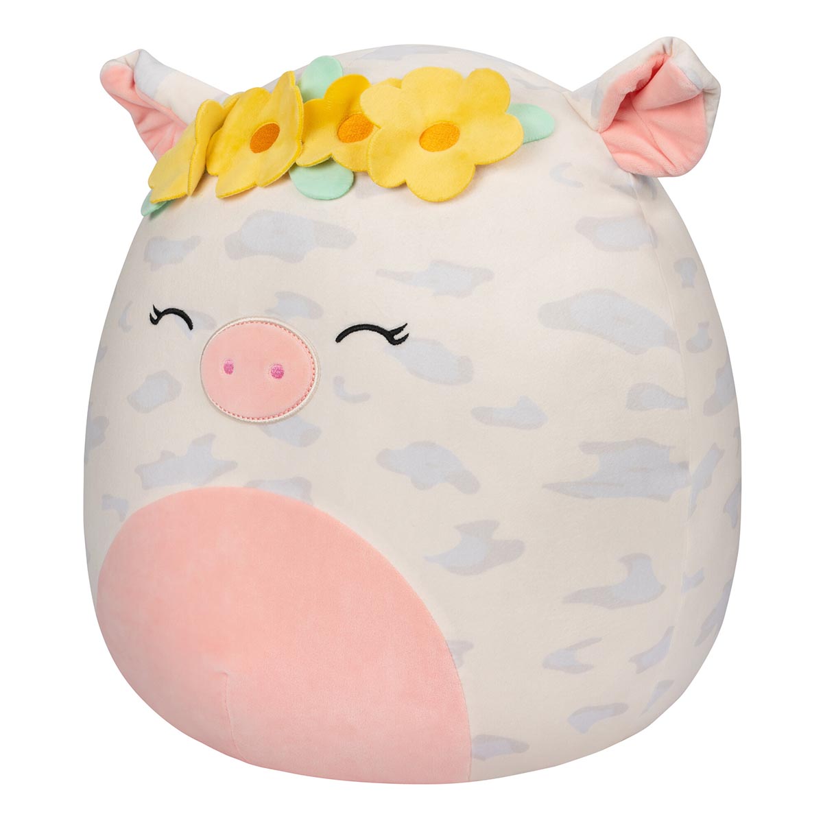 Squishmallows Signature | 16" Rosie the Spotted Pig with Yellow Flower Crown | Jazwares