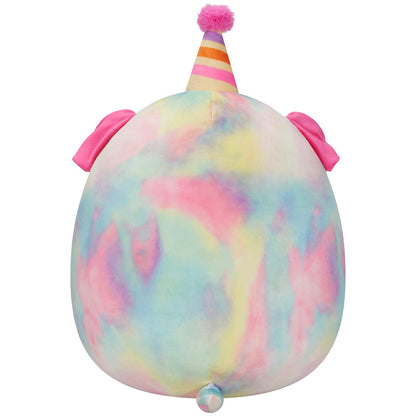Squishmallows Customer Favorite | 12" Delenne the Rainbow Tie-Dye Dog With Party Hat | Jazwares
