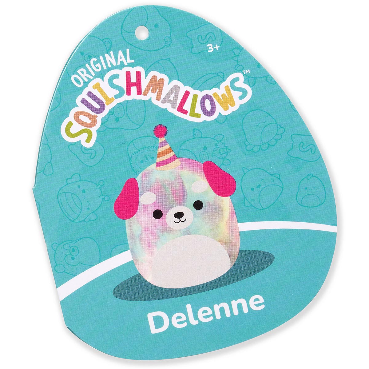 Squishmallows Customer Favorite | 12" Delenne the Rainbow Tie-Dye Dog With Party Hat | Jazwares