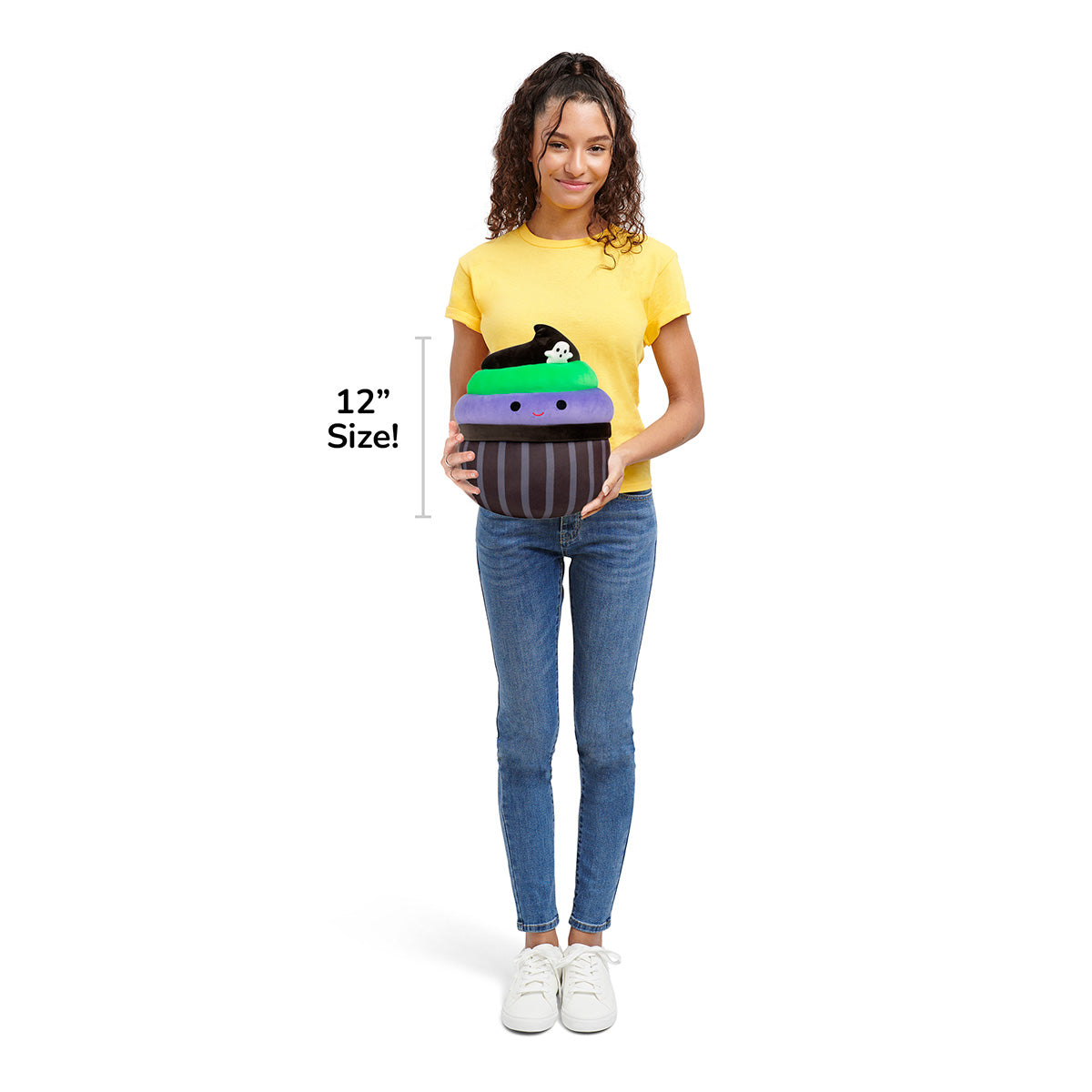 Squishmallows Everyday | 12" Kurt the Black Cupcake With Green and Purple Frosting | Jazwares