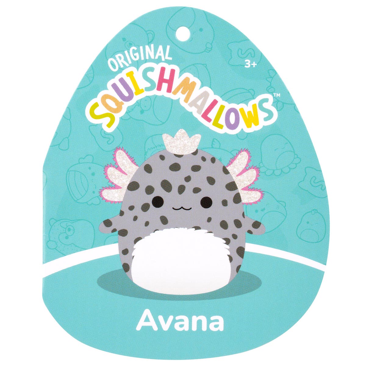 Squishmallows Essential | 12" Avana the Spotted Axolotl with Silver Crown | Jazwares
