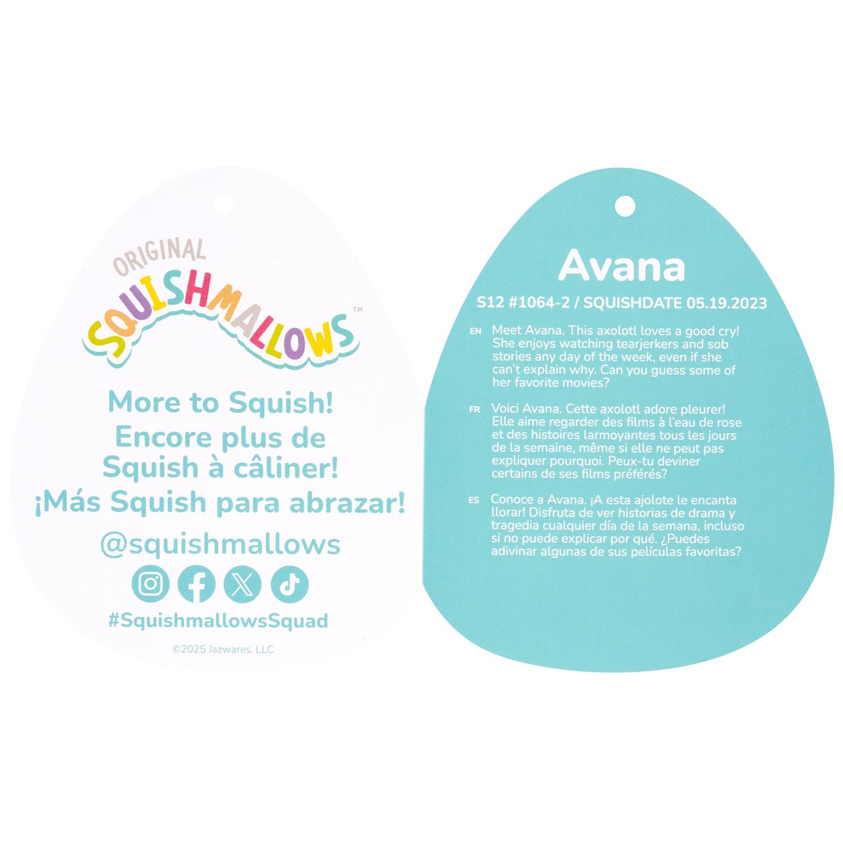 Squishmallows Essential | 12" Avana the Spotted Axolotl with Silver Crown | Jazwares