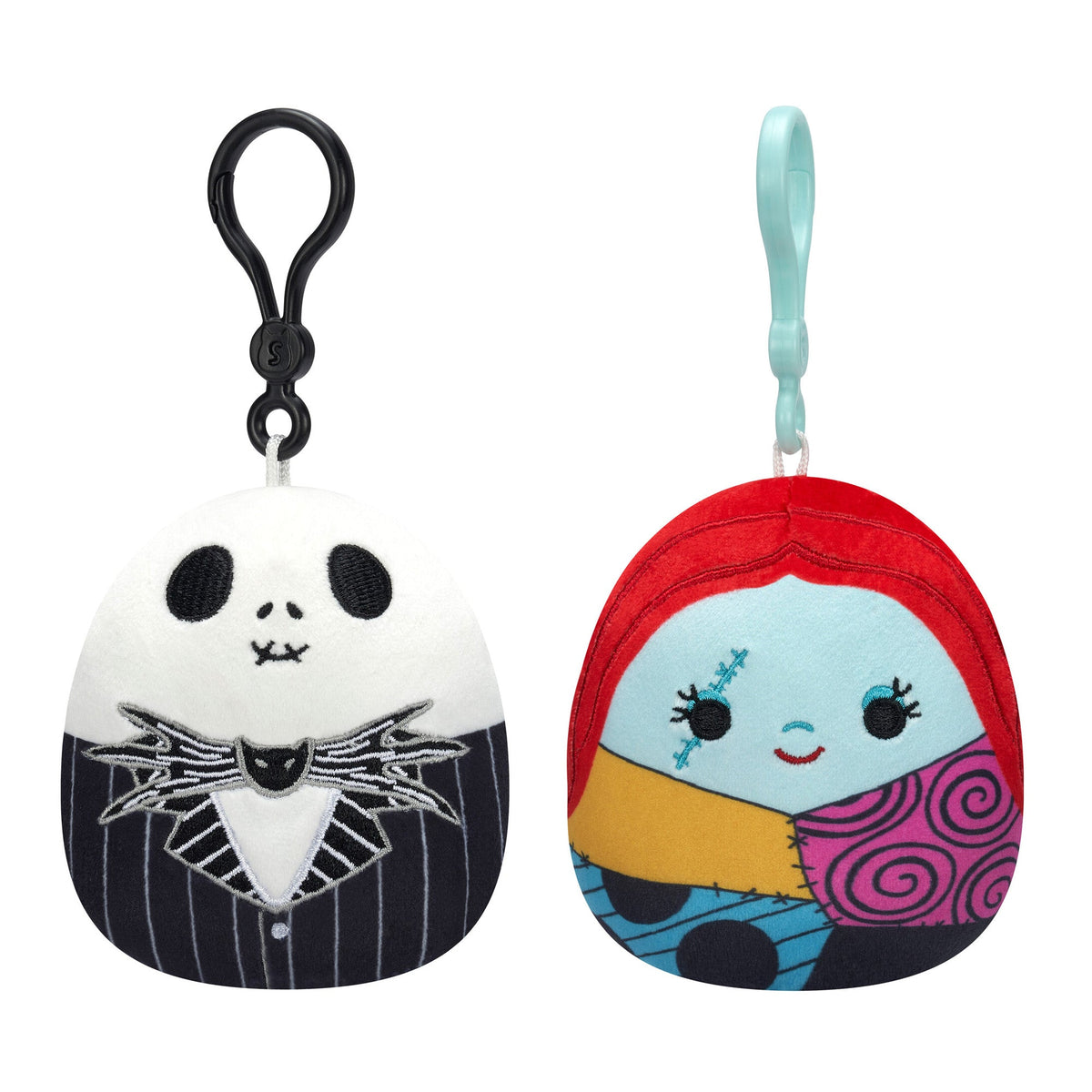 Squishmallows Special Offer | 3.5-Inch Disney Jack Skellington and Sally Clip 2-Pack | Jazwares