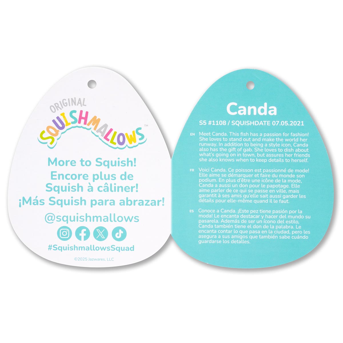 Squishmallows Top Pick | 5" Canda the Rainbow Striped Fish | Jazwares