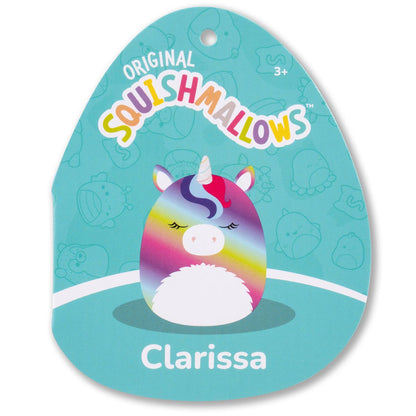 Squishmallows Great Value | 8" Clarissa the Rainbow Unicorn with Fuzzy Belly | Jazwares