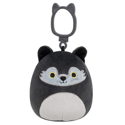 Squishmallows Essential | 3.5" Dmitri the Dark Grey Wolf Clip | Jazwares