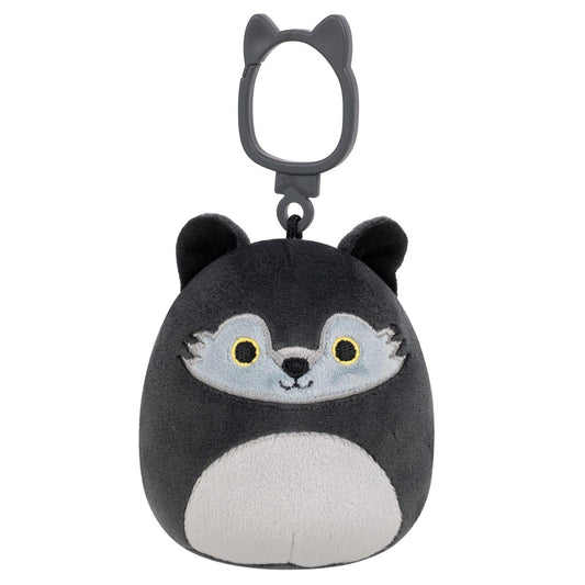 Squishmallows Essential | 3.5" Dmitri the Dark Grey Wolf Clip | Jazwares
