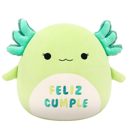 Squishmallows New | 12" Mipsy the Green Axolotl with “Feliz Cumple” Embroidery | Jazwares