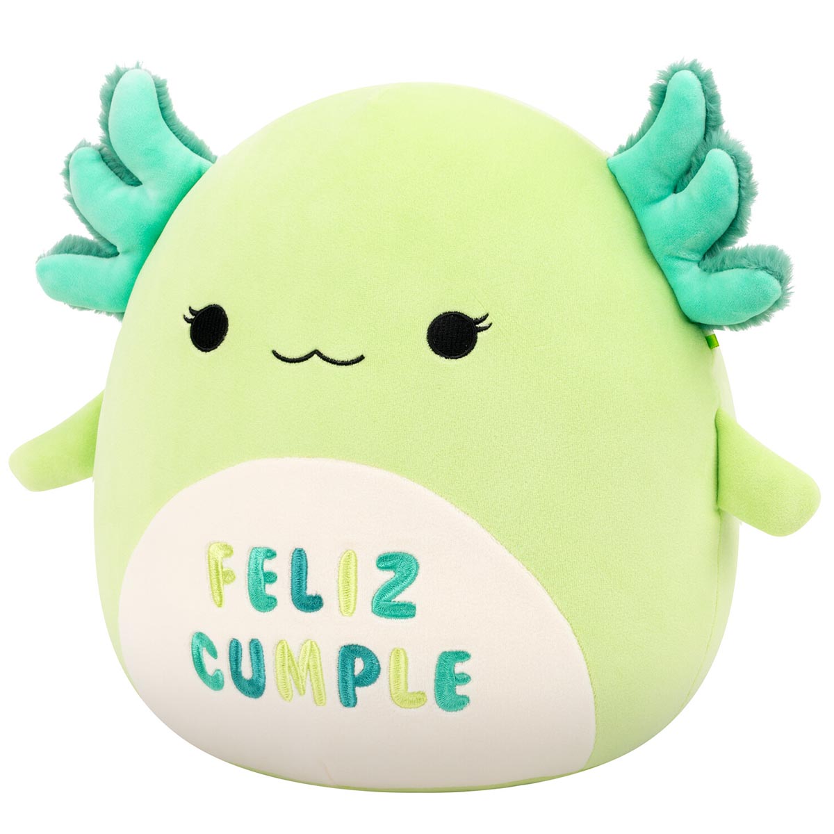 Squishmallows New | 12" Mipsy the Green Axolotl with “Feliz Cumple” Embroidery | Jazwares