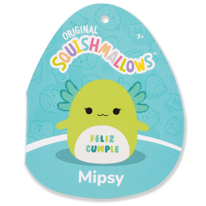 Squishmallows New | 12" Mipsy the Green Axolotl with “Feliz Cumple” Embroidery | Jazwares