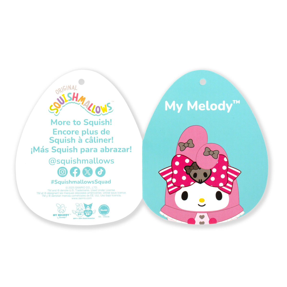 Squishmallows Sale | Hello Kitty and Friends 8" 50th Anniversary My Melody | Jazwares
