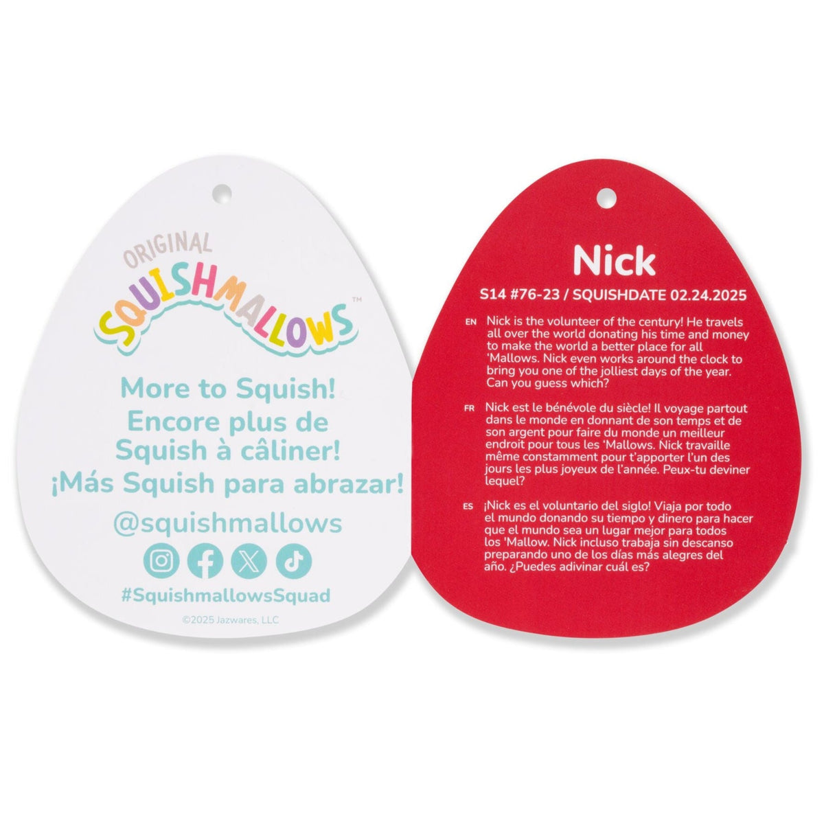 Squishmallows Top Pick | 14" Nick the Santa Claus in Red Hawaiian Shirt | Jazwares