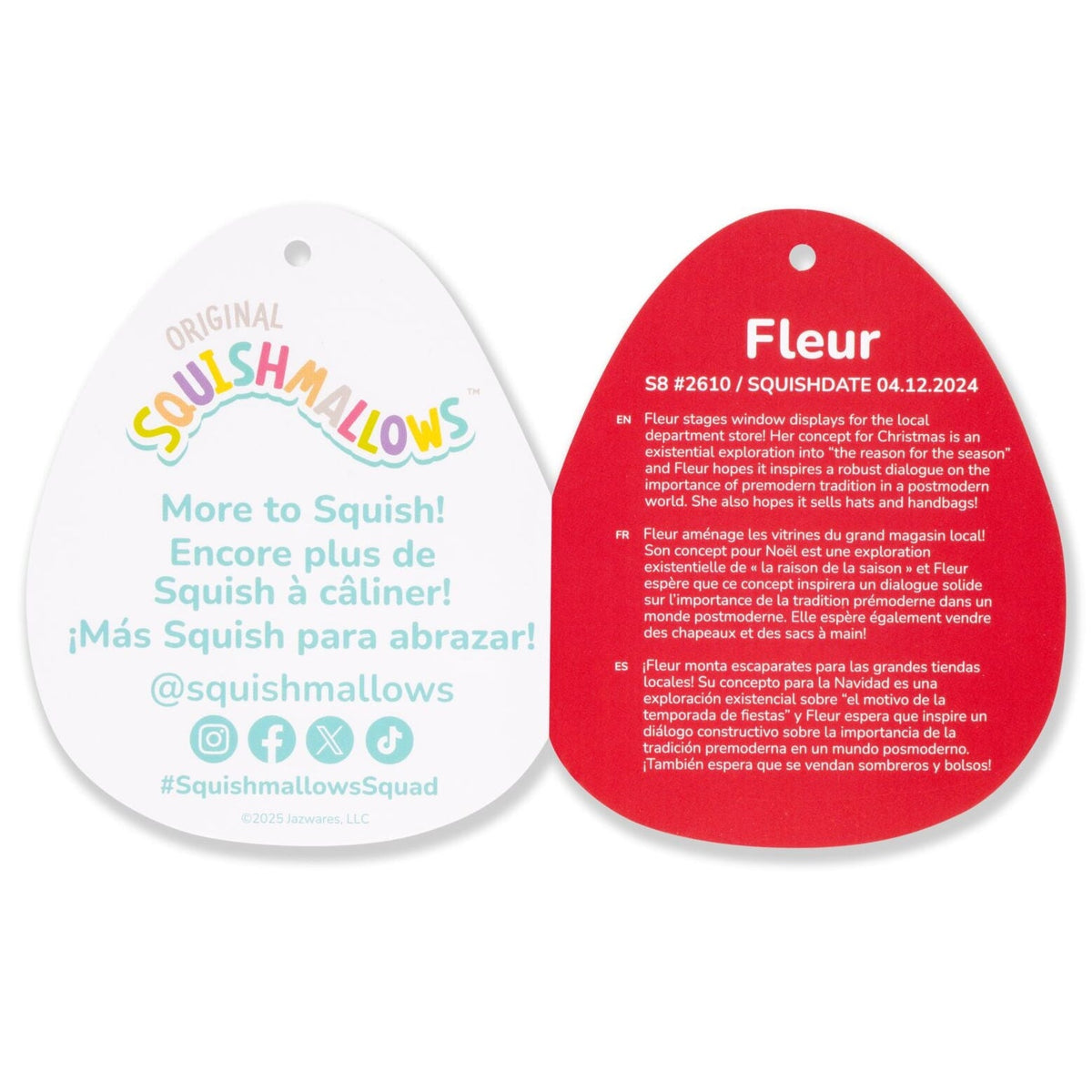 Squishmallows Smart Buy | 8" Fleur the Yule Log with Holly | Jazwares