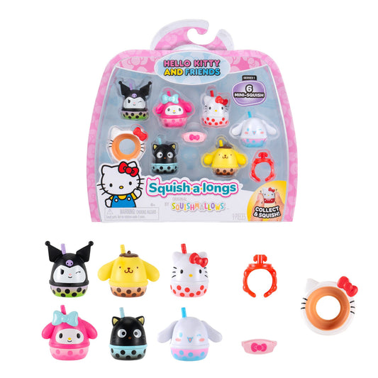 Squishmallows Sale | Squish-a-longs Hello Kitty and Friends Boba 6-Pack | Jazwares
