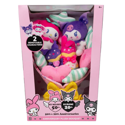 Squishmallows Top Pick | Hello Kitty and Friends 12" My Melody and Kuromi Anniversary Plush Bouquet | Jazwares