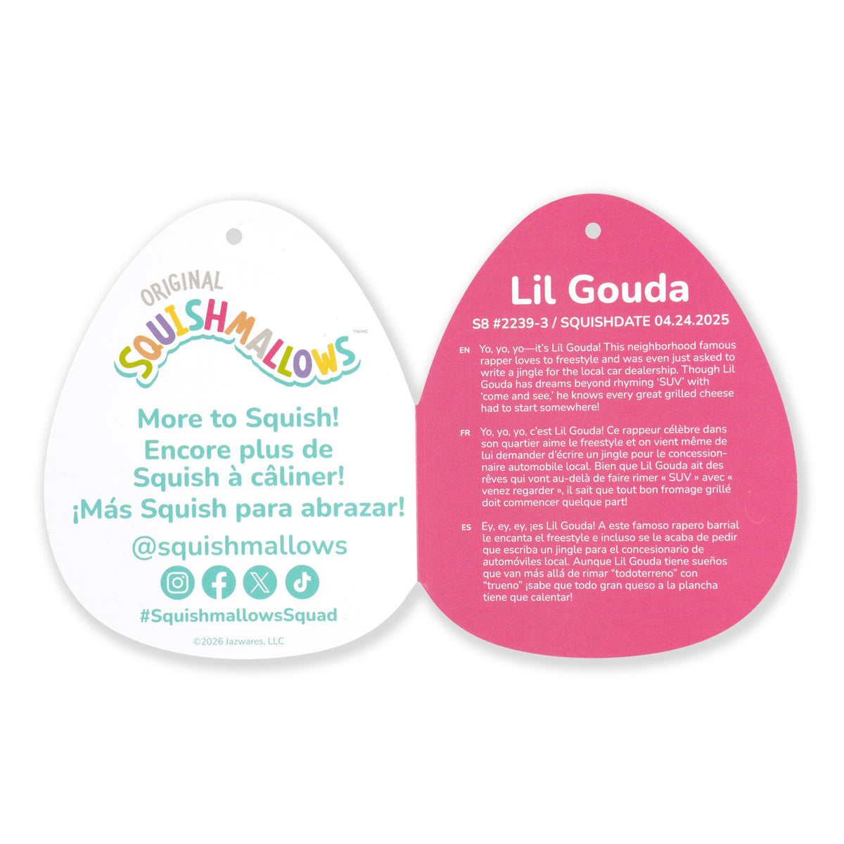 Squishmallows Special Offer | 8" Lil Gouda the Grilled Cheese with Heart Headband | Jazwares