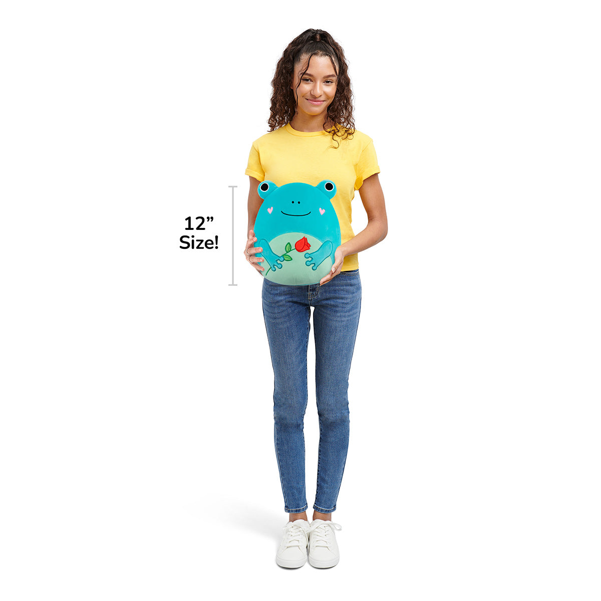 Squishmallows Deals | 12" Ludwig the Teal Frog Holding Rose | Jazwares