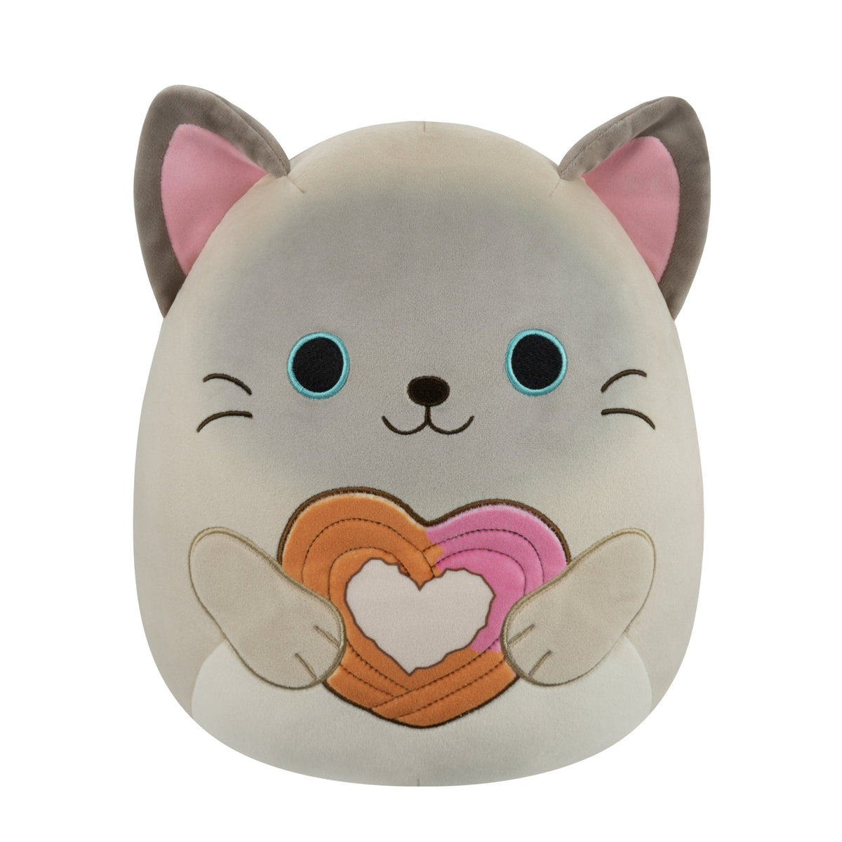 Squishmallows Sale | 12" Felton the Siamese Cat Holding Heart Churro | Jazwares