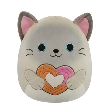 Squishmallows Sale | 12" Felton the Siamese Cat Holding Heart Churro | Jazwares
