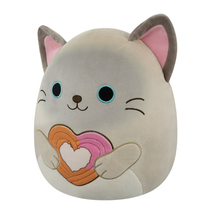Squishmallows Sale | 12" Felton the Siamese Cat Holding Heart Churro | Jazwares
