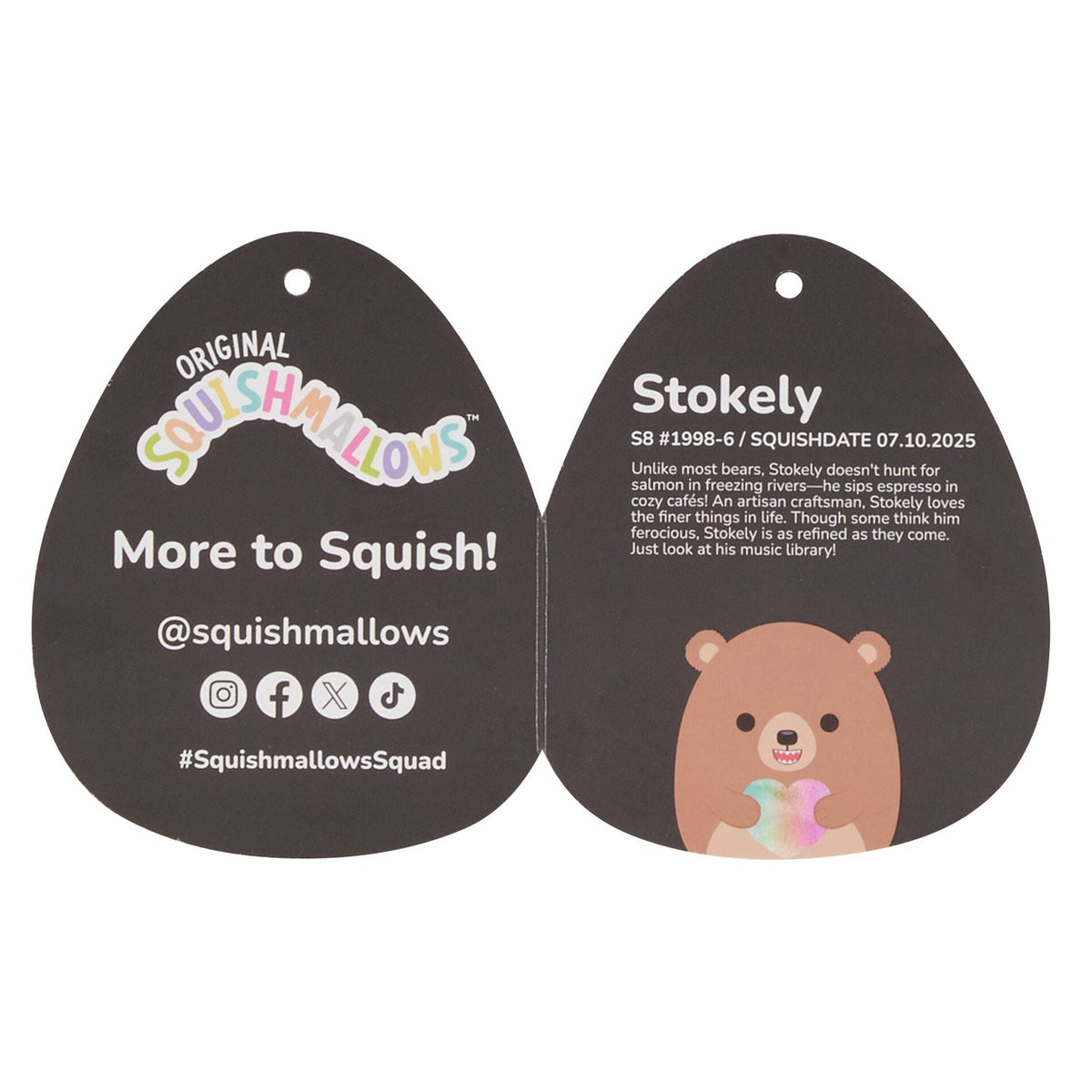 Squishmallows Value | 8" Stokely the Brown Kodiak Bear Holding a Heart | Jazwares