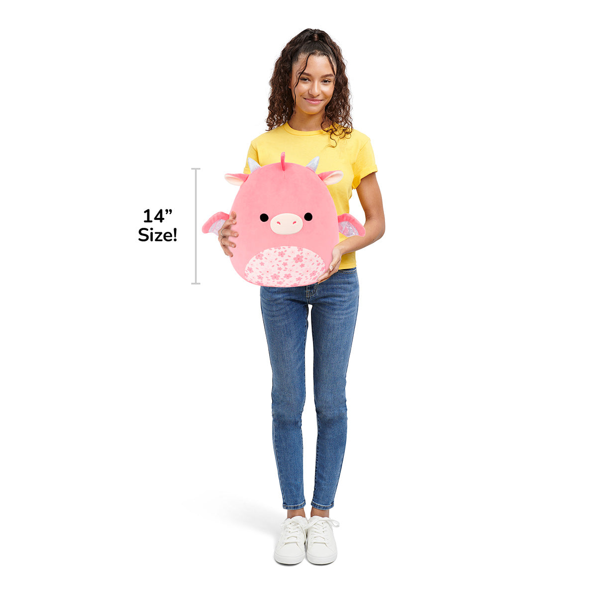 Squishmallows Latest | 14" Aegi the Pink Dragon with Sakura Print Belly | Jazwares