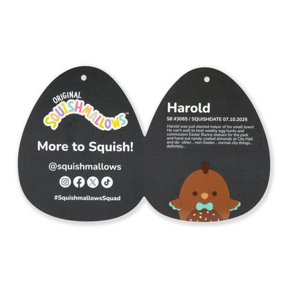 Squishmallows Premium | 8" Harold the Chocolate Chick with Bowtie | Jazwares