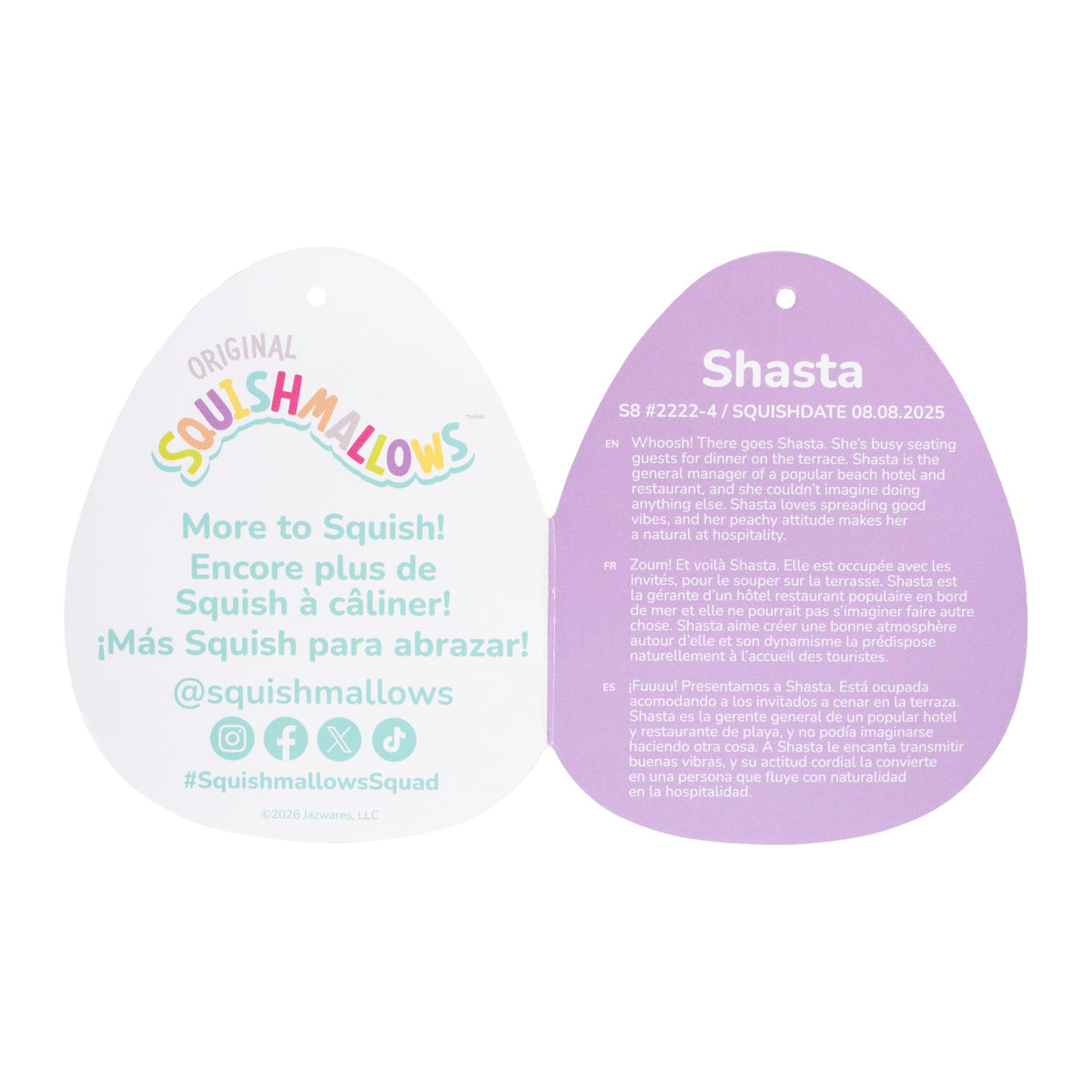 Squishmallows Classic | 8" Shasta the Peach Bigfoot Holding Teacup | Jazwares