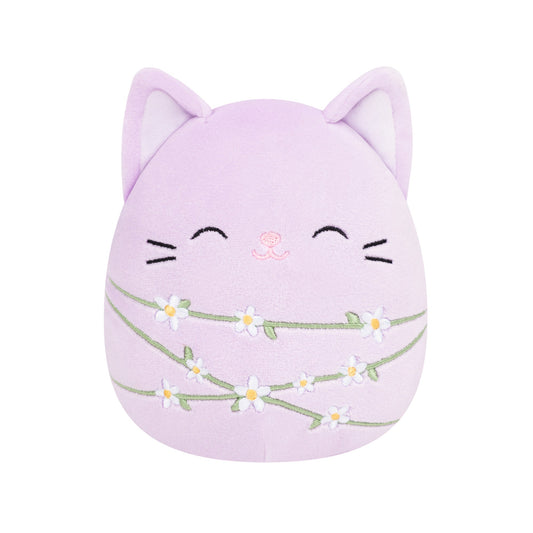 Squishmallows Trusted | 8" Mak the Lavender Cat Wrapped with Flower Stems | Jazwares