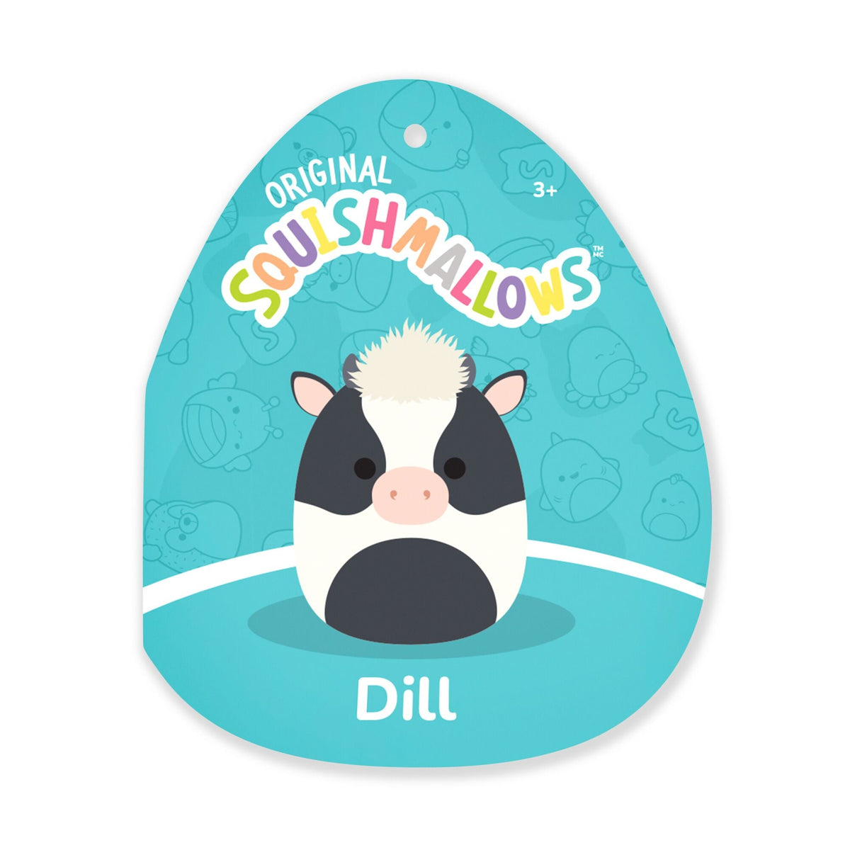 Squishmallows Everyday | 8" Dill the Black and White Cow with Shaggy Hair | Jazwares