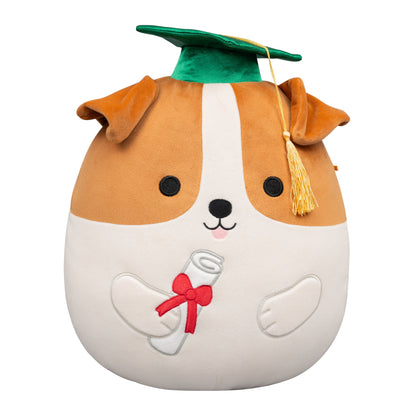 Squishmallows Exclusive | 12" Brenden the Jack Russell Terrier with Green Graduation | Jazwares