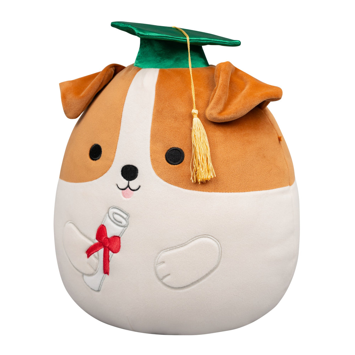 Squishmallows Exclusive | 12" Brenden the Jack Russell Terrier with Green Graduation | Jazwares