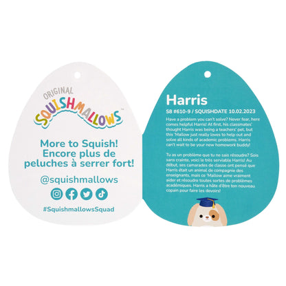 Squishmallows Signature | 8" Harris the Brown Spotted Dog in Graduation Cap | Jazwares