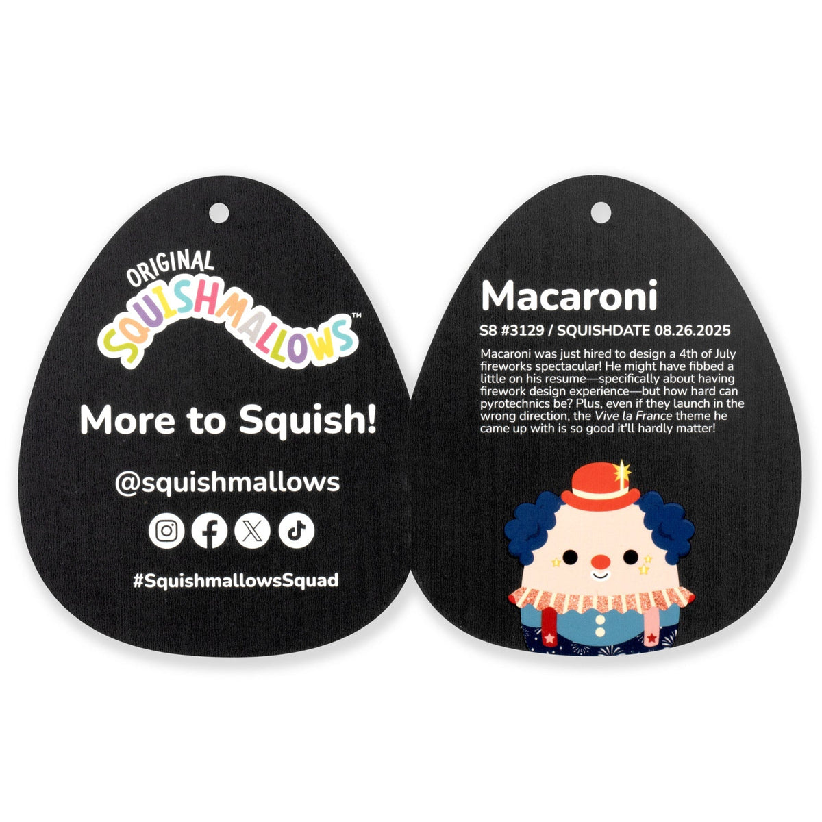 Squishmallows New | 8" Select Series Macaroni the Firework Clown | Jazwares