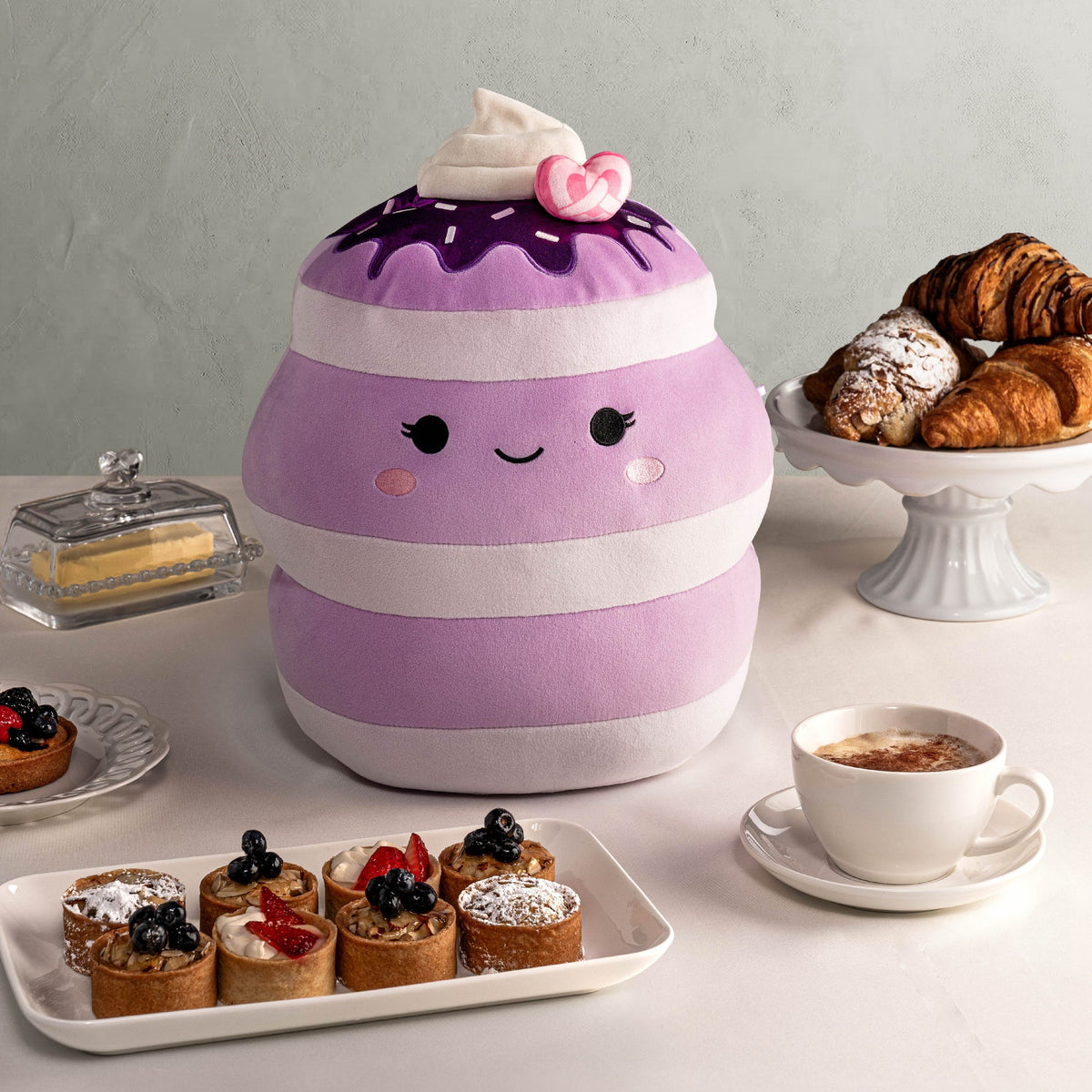 Squishmallows Signature | 12" Una the Ube Pancakes with Pink Pretzel | Jazwares