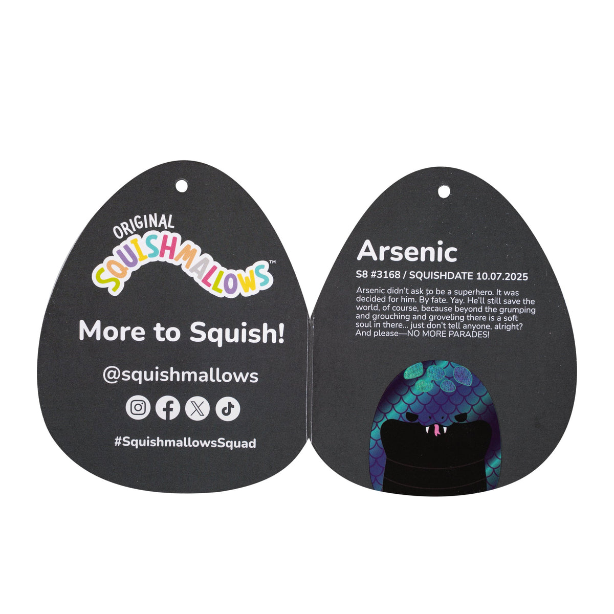 Squishmallows Hot Sale | 8" Select Series Arsenic the Snake | Jazwares