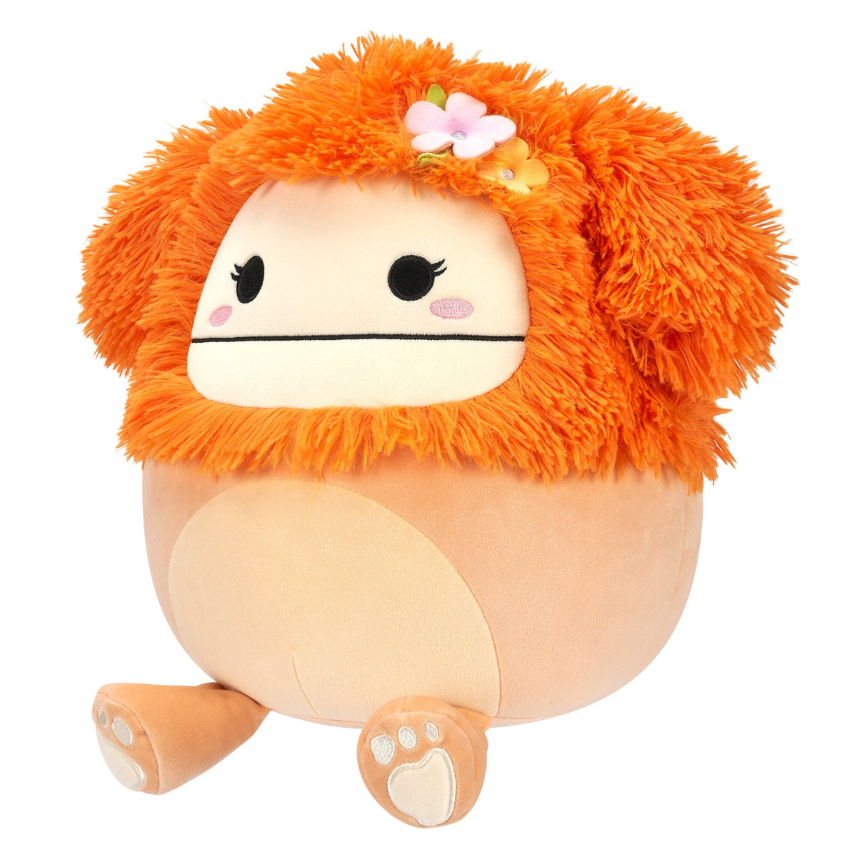 Squishmallows Signature | 12" Shasta the Peach Bigfoot with Tropical Flower | Jazwares
