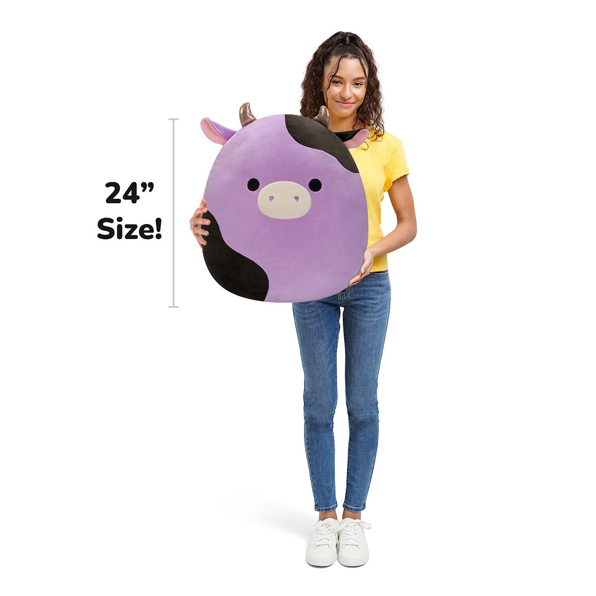 Squishmallows Best Seller | 24" Alexie the Purple and Black Cow | Jazwares