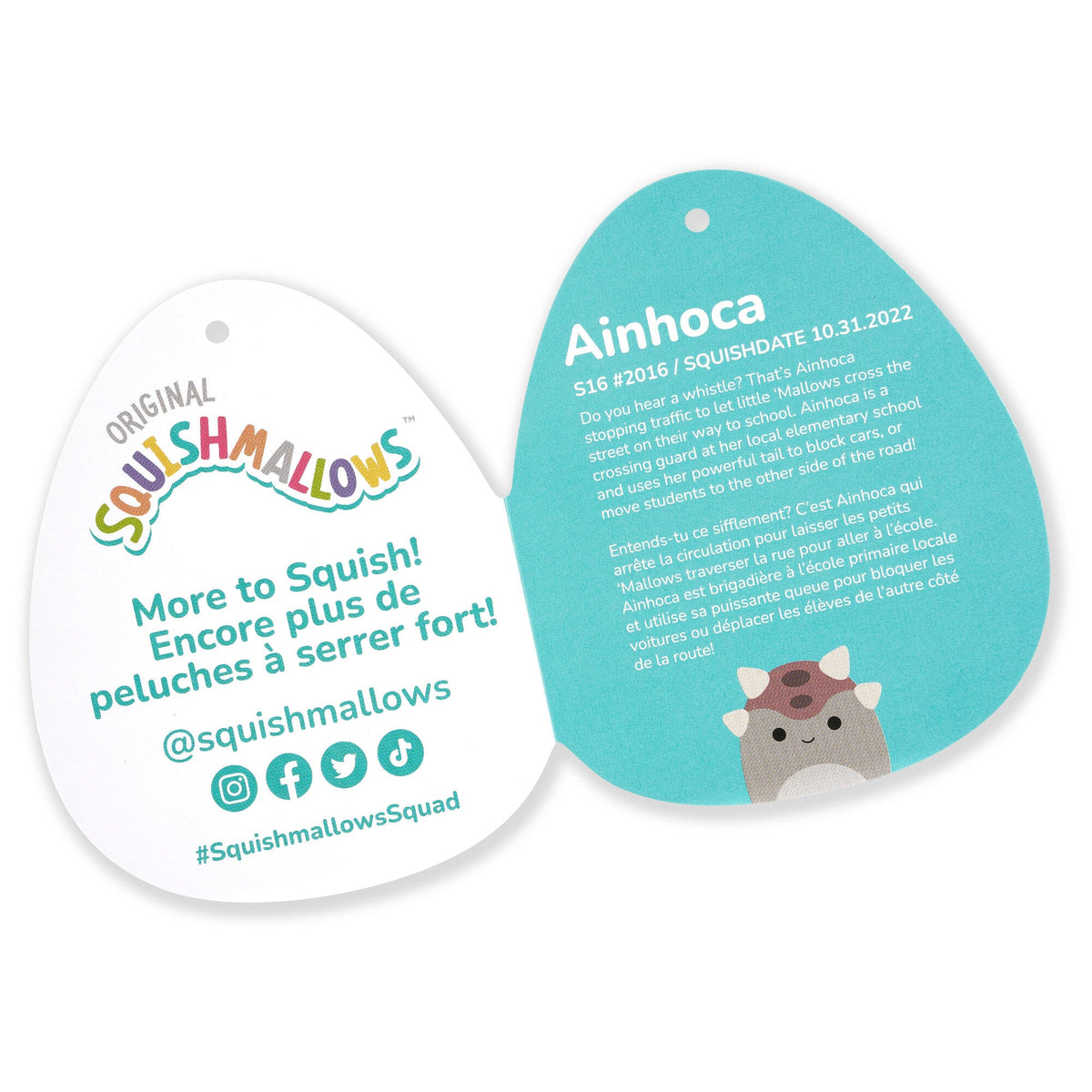 Squishmallows Premium | Ainhoca the Ankylosaurus | Jazwares