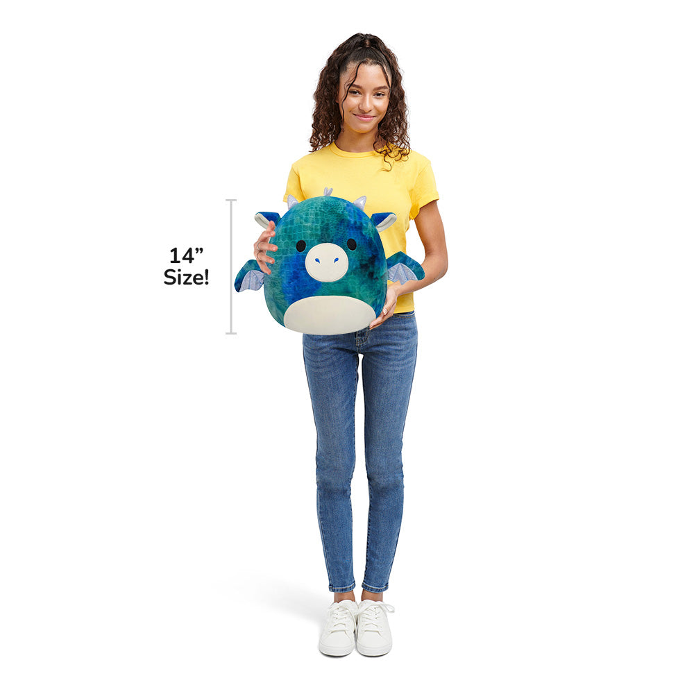 Squishmallows Deals | 14" Dominic the Blue Textured Dragon | Jazwares