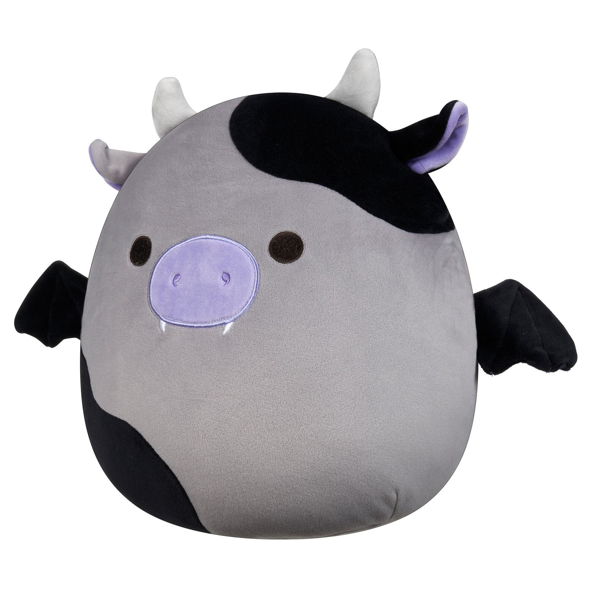 Squishmallows Sale | 12" Bridgette the Grey and Black Cow Bat | Jazwares